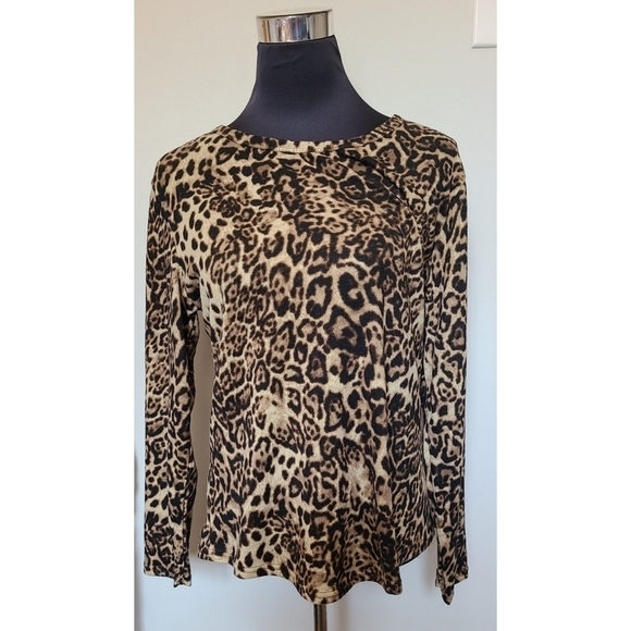 TRIBE Cotton Blend Leopard Print Top Size Large NWT - Picture 1 of 6